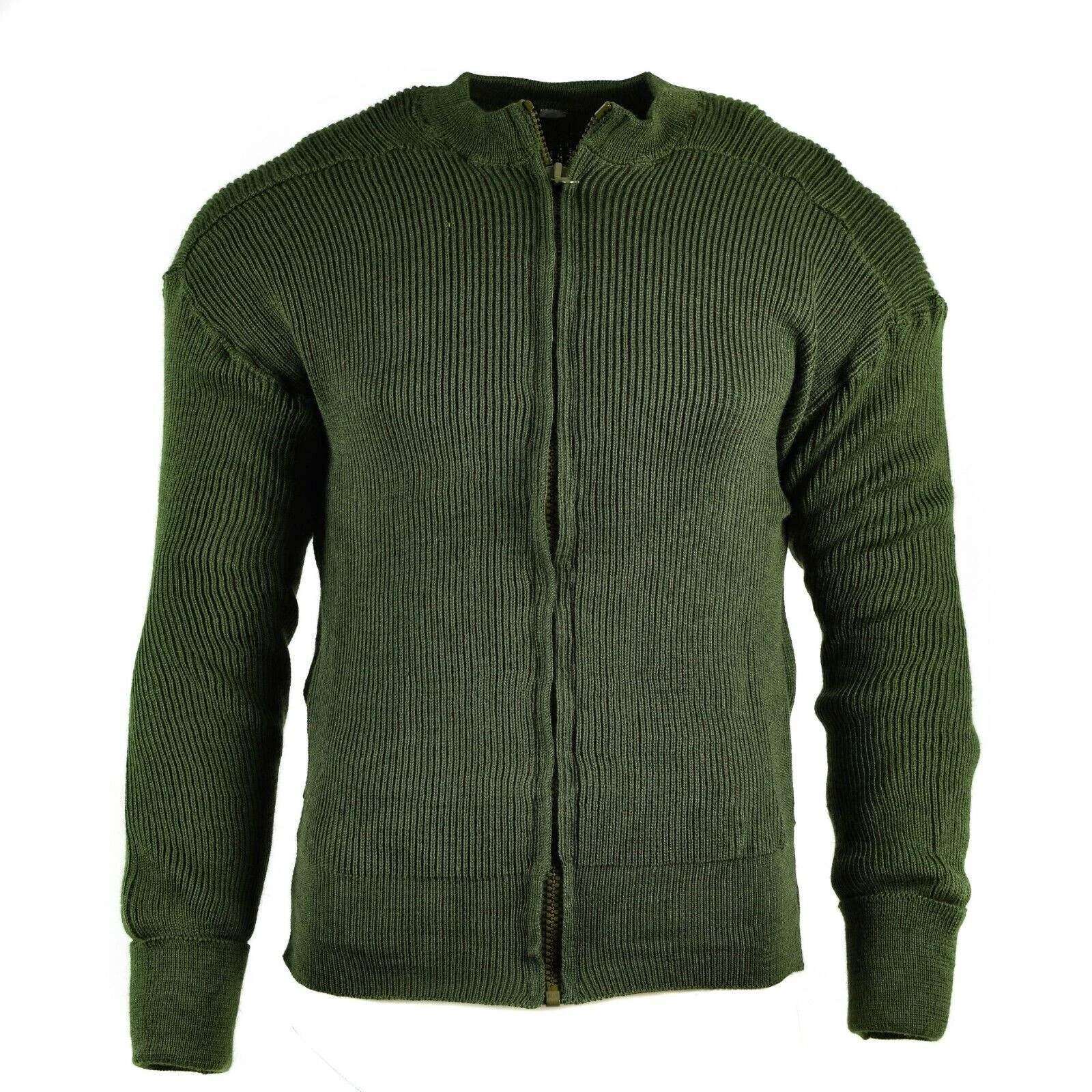 Genuine Swedish army OD green wool sweater full zip cardigan LARGE NEW
Opens in a new window or tab