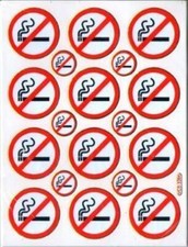 Aufkleber nicht rauchen Symbol, 4 Bögen S#27...