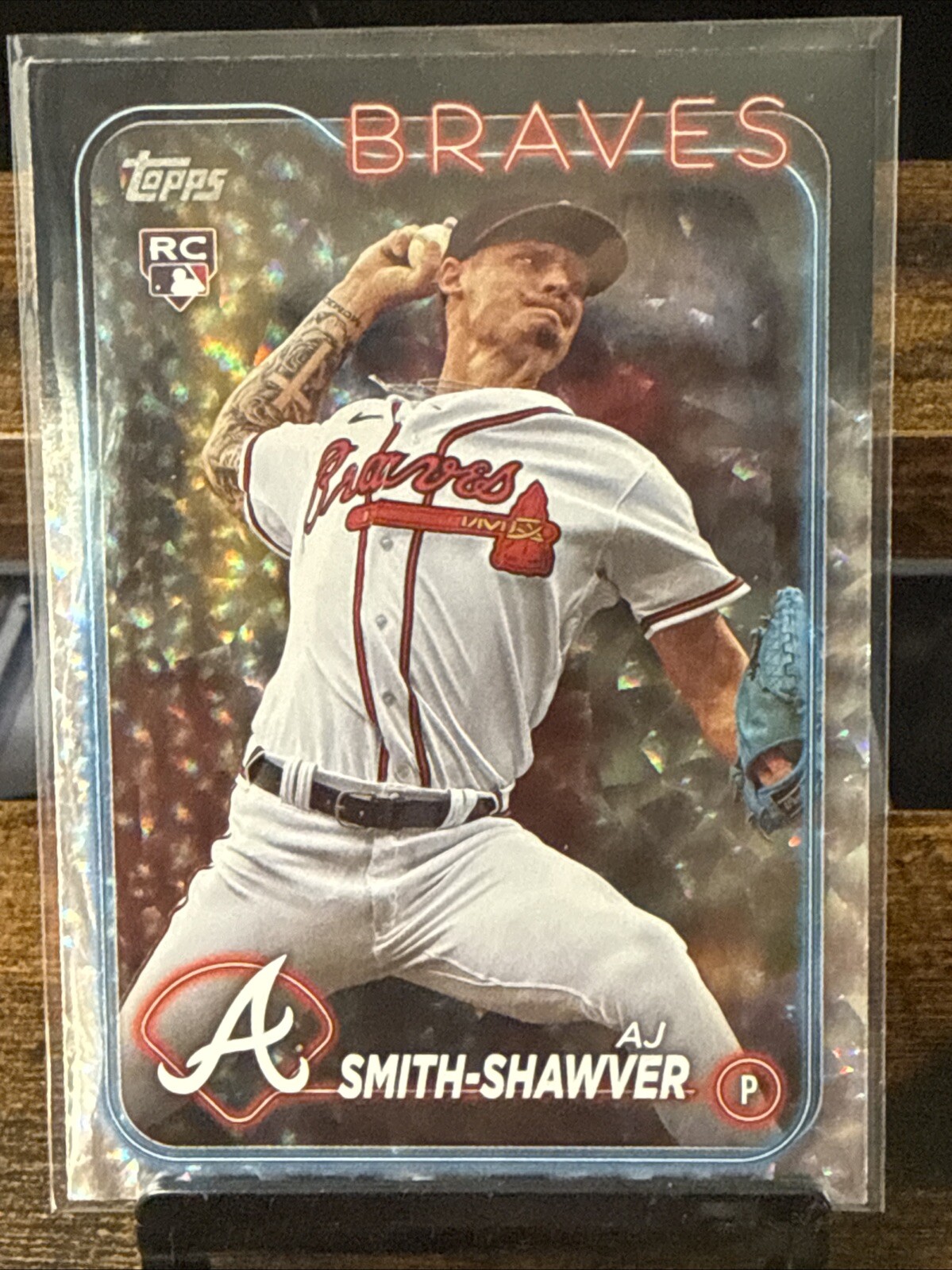 2024 Topps Series 1 #117 AJ Smith-Shawver Silver Crackle Foilboard Parallel RC