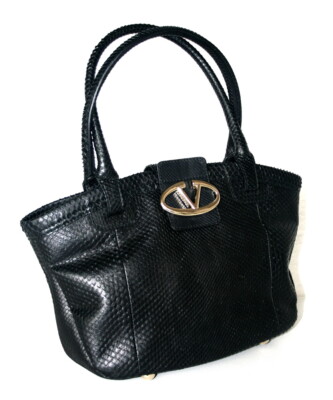 PRADA Leder PYTHON Schultertasche Tote Bag Handtasche - Schwarz - NEU