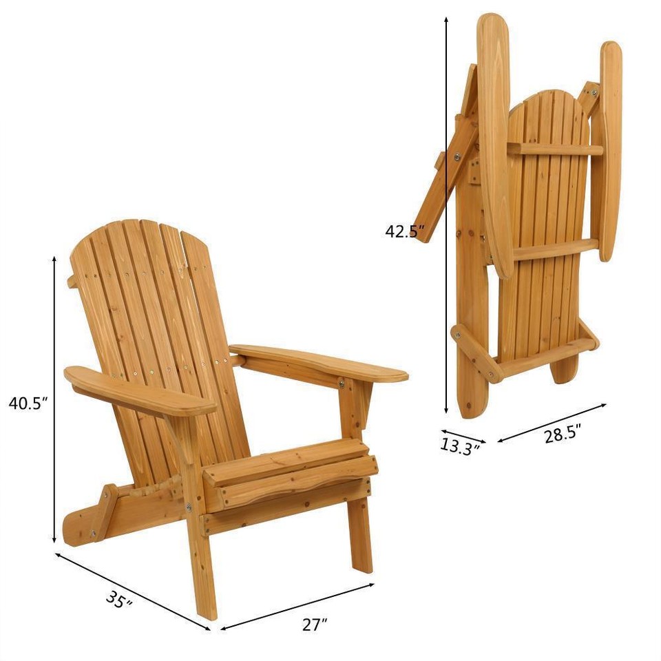6 x Lawn Foldable Adirondack Wooden Chair Furniture Weatherproof Patio