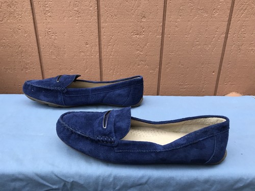 NEW G.H. BASS BLAIR WOMEN´S US 11 M BLUE SUEDE PENNY LOAFER MOCASSIN A4 - Picture 7 of 10