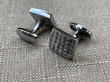 Cufflinks Men Jewelry Dress Shirt Cuff Link Cuff Stud Silver Tone Crystal Accent