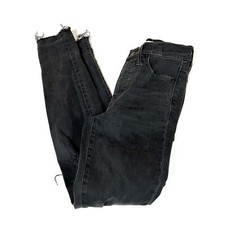 Madewell Women’s Jeans Size 25 9” High Rise Skinny Black Distressed Raw Hem 2272