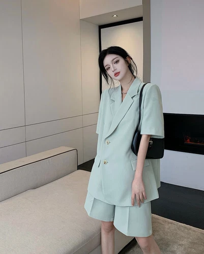 New Hot Women's Summer Suit Fashion Loose Thin Blazer Shorts Two-piece Set - Picture 9 of 28