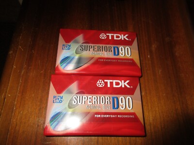 TDK Superior D90 Normal Bias Blank Cassettes Type I NEW Two Blank Tapes