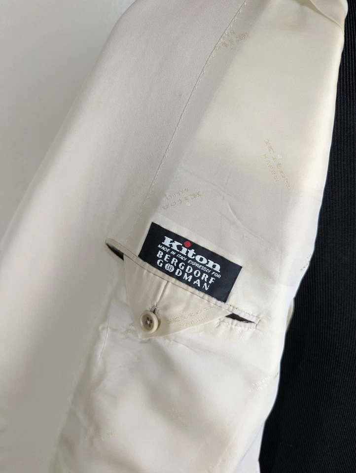 Blazer Kiton Hecho en Italia Raro 100% Algodón - Con Defectos - Sin Pantalones - EE. UU. Talla 48 R Foto 3 de 4