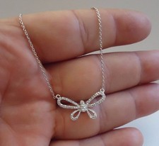 925 STERLING SILVER OPEN WING WIDE BUTTERFLY NECKLACE PENDANT W/ .75 CT ACCENTS