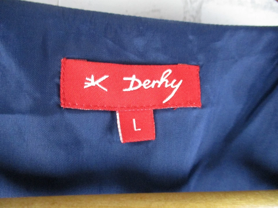 K Derhy womens a-line dress blue print silk beaded v-neck L - Image 3 of 4