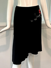 Christian Lacroix Black Light Wool Asymmetrical Skirt Size FR36 US6, VTG 1990s