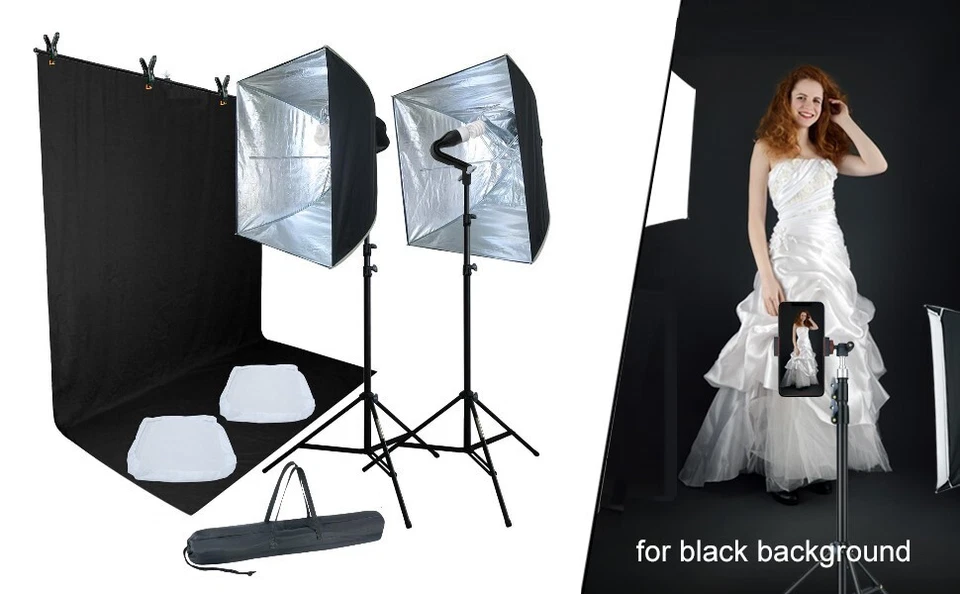 Linco Studio Lighting Light Video Photo Softbox Photography Kit Backdrop Muslin - Image 4 of 4