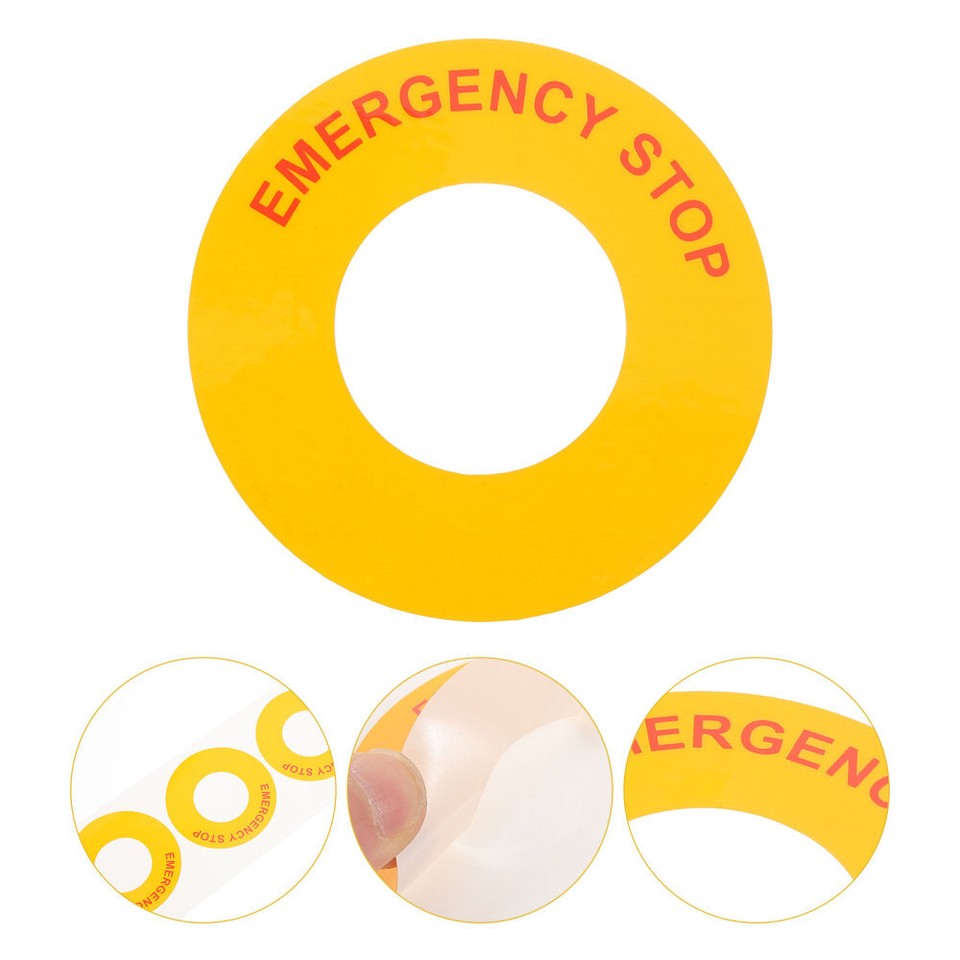 4 Pcs Industrial Equipment Label Emergency Stop Sign Caution Sticker eBay