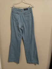 Vintage Mom Jean Wide Leg Denim Jeans 70s High Waisted Hemmed Size 8 Tall