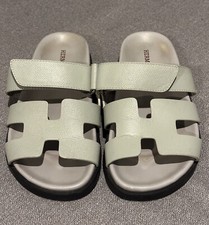 HERMES Chypre Sandals Slides Gray Women s Size EUR 36 US 6 Made In Italy