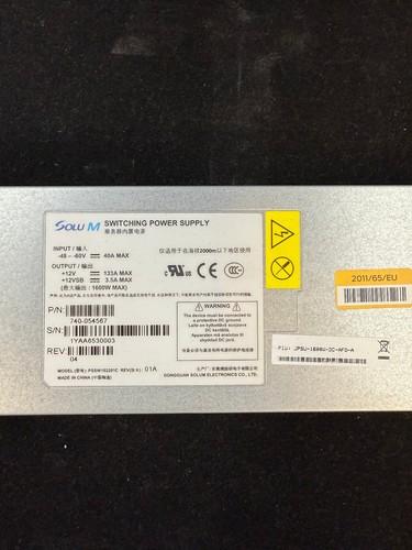 Juniper JPSU-1600W-DC-AFO 740-054567 DC Power Switching Power Supply PSSW162201C - Picture 2 of 5