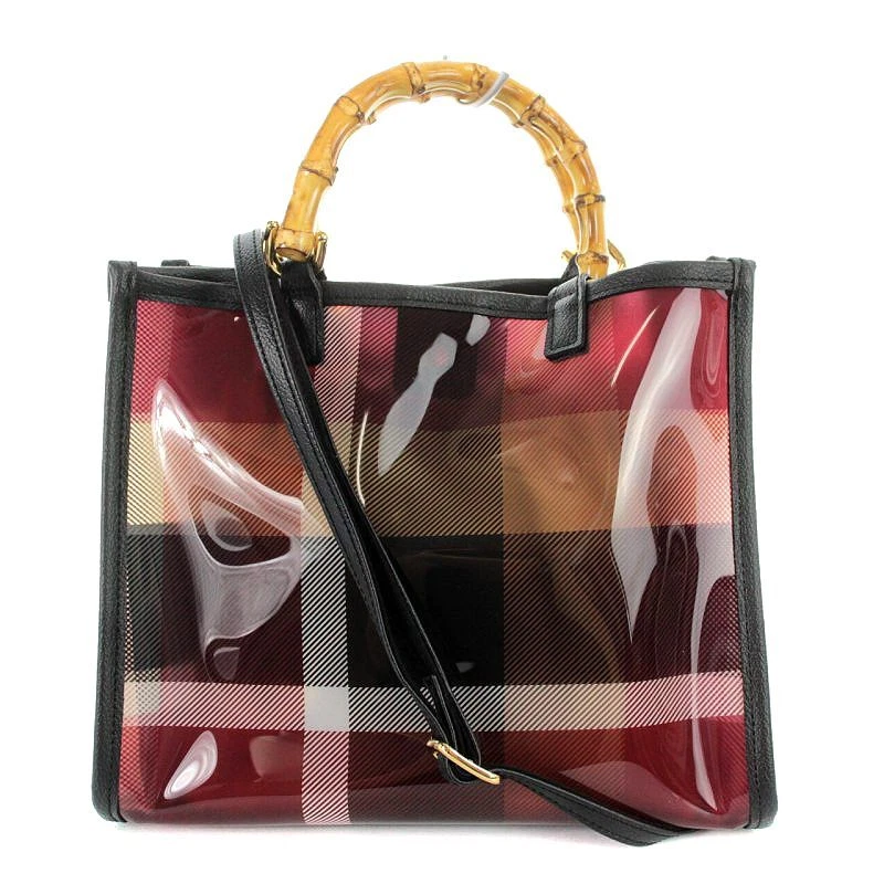 Blue Label Crestbridge Tote Bag Shoulder 2Way Clear Pvc Check Red