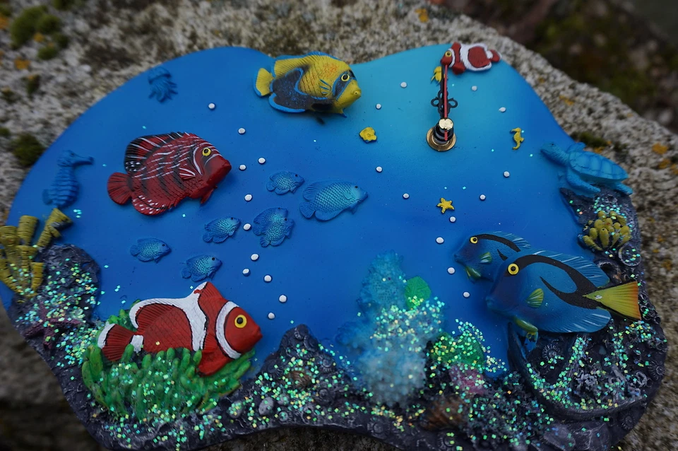 ME0838 HORLOGE POISSON CORAUX MARINE MER - Photo 2/3