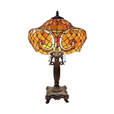 Bieye L10783 Baroque Tiffany Style Stained Glass Table Lamp with 16-inch Wide...