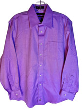 Nordstrom Dress Shirt Men 15 32/33 Purple Herringbone Wrinkle Free Long Sleeve