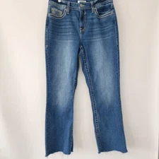 Vigoss Slim Boot cut blue jeans large stitch embroidered pockets womens size 12