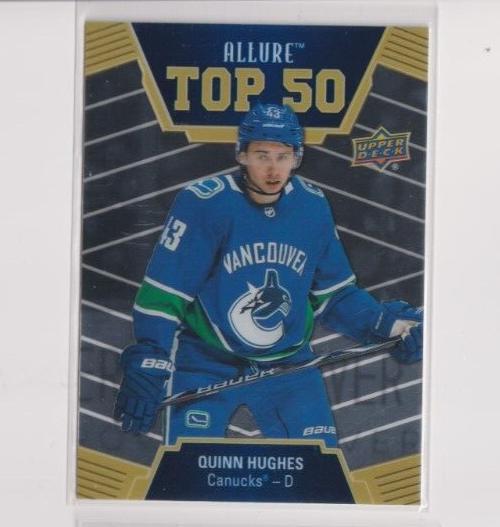 2019-20 UD Allure Rookie Top 50 Quinn Hughes Vancouver Canucks