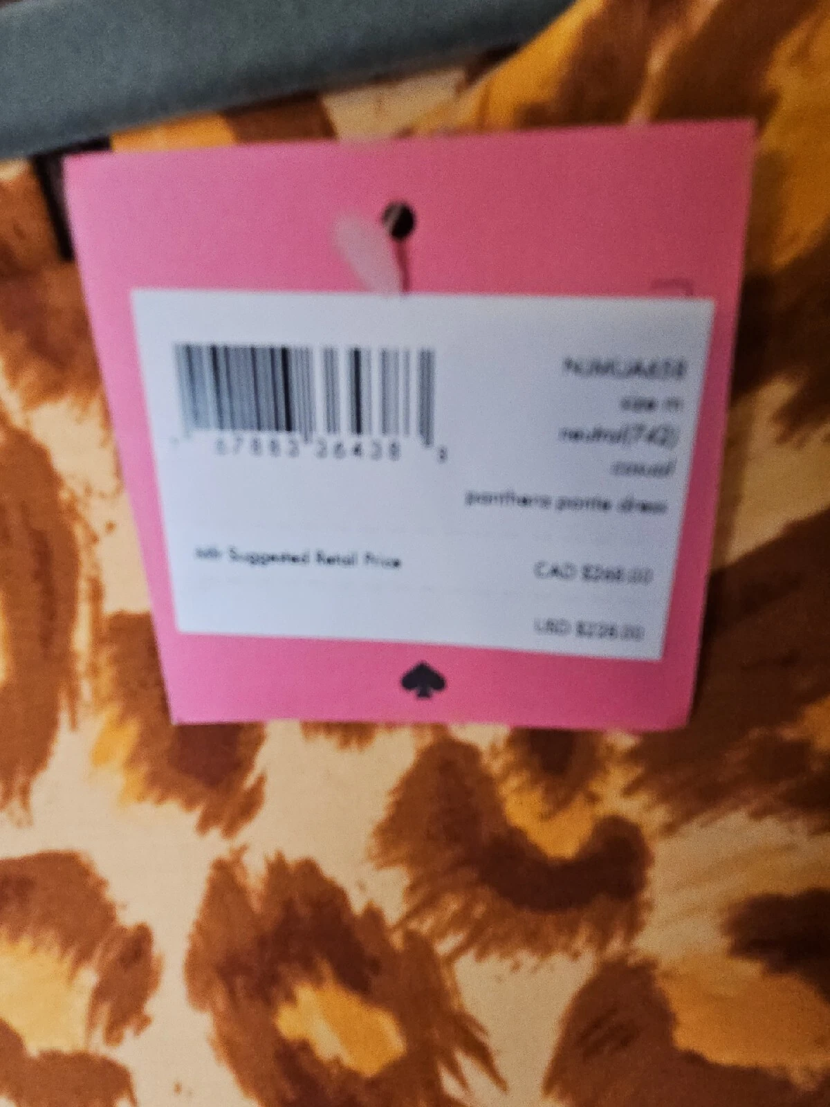 Abito Kate Spade Donna M Panthera Ponte Stampa Animali Senza Maniche Viscosa Stretch