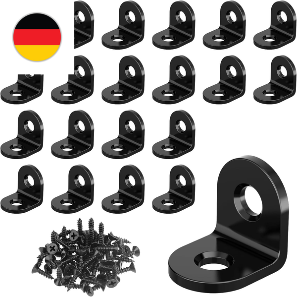 20 StüCk Winkelverbinder Schwarz, Metallwinkel 90 Grad 20X20Mm Edelstahl, Winkel-image