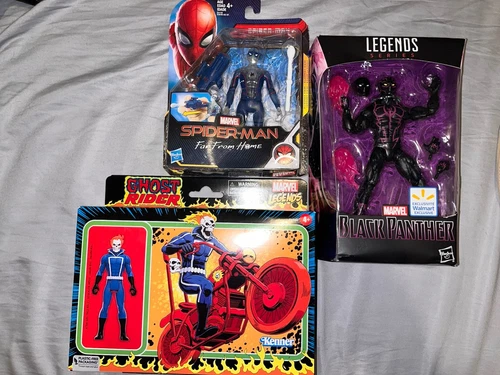 Marvel Legends Lot Retro Ghost rider 3.75" Black Panther And Spider-Man Marvel
