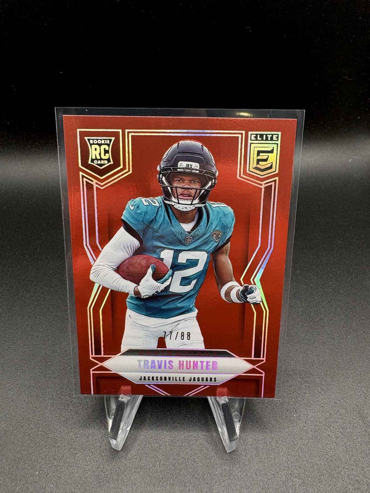 2025 Panini Donruss Elite Travis Hunter Rookie Aspirations Red 77/88 #114 RC