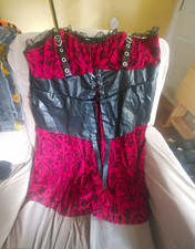 Gothic tank top dress with fake leather corset sewn on