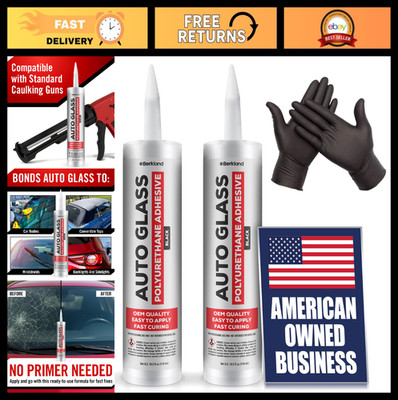 2 Pack Polyurethane Windshield Adhesive - Fast Curing Auto Glass Glue, High Bond