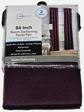 Mainstays Room Darkening Panel Pair Rod Pocket Deep Metropolis Burgundy 30x84in