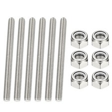6 Pcs 1/4"-20 UNC Fully Threaded Rod 3.15" Length Right Hand Thread w Nuts
