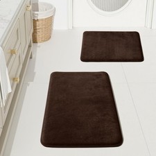 Brown Bathroom Rugs Sets 2 Piece Non Slip Quick Dry Velvet Soft Mats Kit