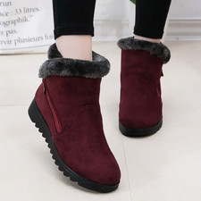 Winter Boots Women Warm Plush Snow Shoes Flat Fleece Lined Snow Boots outdoor