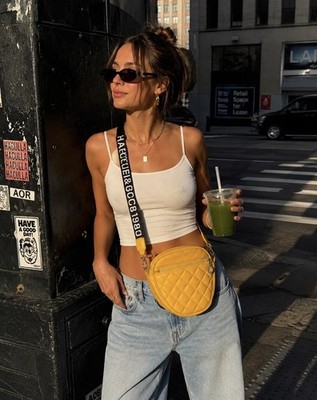 Kuchen & Bag 1980 Yellow Quilted Crossbody Purse Mini Shoulder Bag Trendy