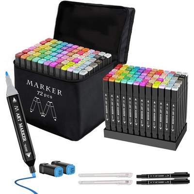 Banral Alcohol Markers Set, 72 Colors Dual Tip Alcohol Based Art Marker for A...