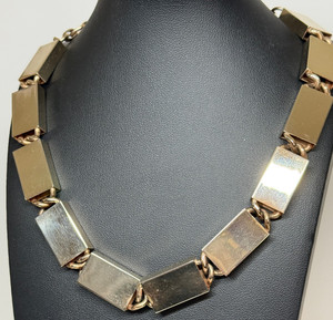 Authentic vtg McClelland Barclay Gold Plated Rectangle Hollow Link 16" Necklace Art Deco