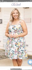 SALE ! Chicksoul Plus size 1XL floral Midi dress casual comfy fit flowy lining