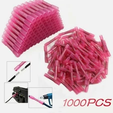1000Pcs Red Heat Shrink Butt Wire Connectors Crimp Terminals AWG 16-22 Gauge US