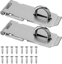 2 Sets Heavy Duty Stainless Steel Padlock Hasp and Staple Shed Lock Latch 4... 