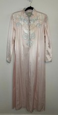 Vintage Natori Pink Satin Long Gown Nightgown House Dress Size Large