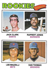 1977 Topps Baseball Card #488 Rookie Outfielders Jack Clark Lee Mazzilli. rookie card picture