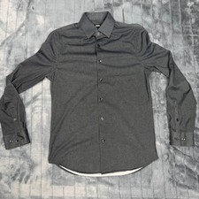 Express Slim Performance Mens XS Button Down Shirt Black White Micro Dot Pattern