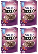Very Berry Cheerios Breakfast Cereal, Gluten Free, Whole Grains, 411g (4 Pack)