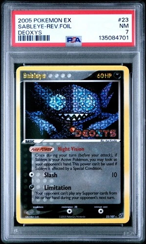 2005 POKEMON EX DEOXYS #23 SABLEYE-REVERSE FOIL PSA 7