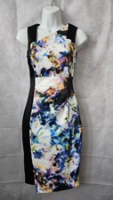 Karen Millen Abstract Floral Pencil Dress UK 8 Colour Block Occasion Midi