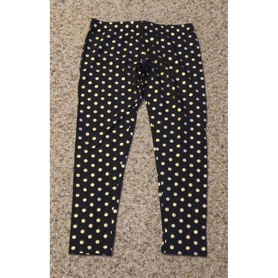 NWT No Boundaries Skinny Polka Dot Leggings Women's Size Large Black Gold