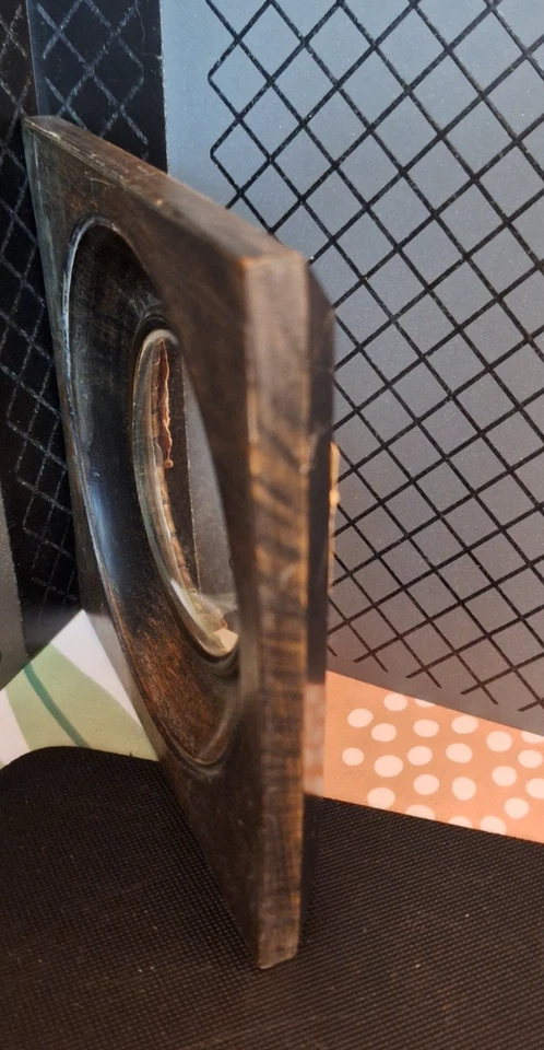 Ancien petit cadre Photo en bois - Napoléon III- Laiton + verre Bombé - Bon état - Photo 3/4