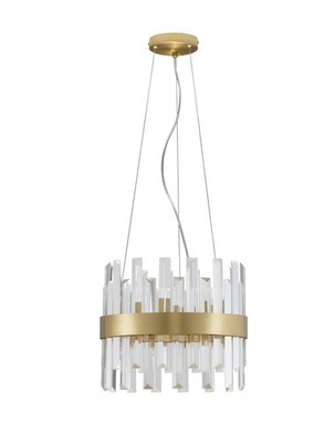 Nova Luce Pendelleuchte Crown Satin Gold Kristall-Design dimmbar
